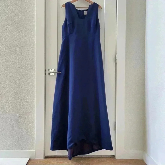 Vintage Victor Costa Navy Blue Ballgown Dress Iridescent Fit n Flare Size XL - Picture 2 of 10